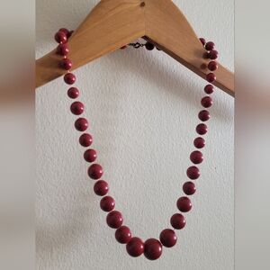 Vintage red bauble beaded necklace